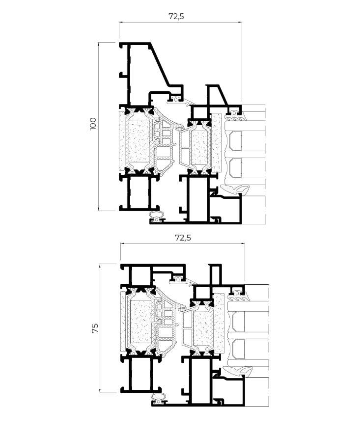 Sección técnica Alu-Steel - ventanas de aluminio y PVC Cortizo