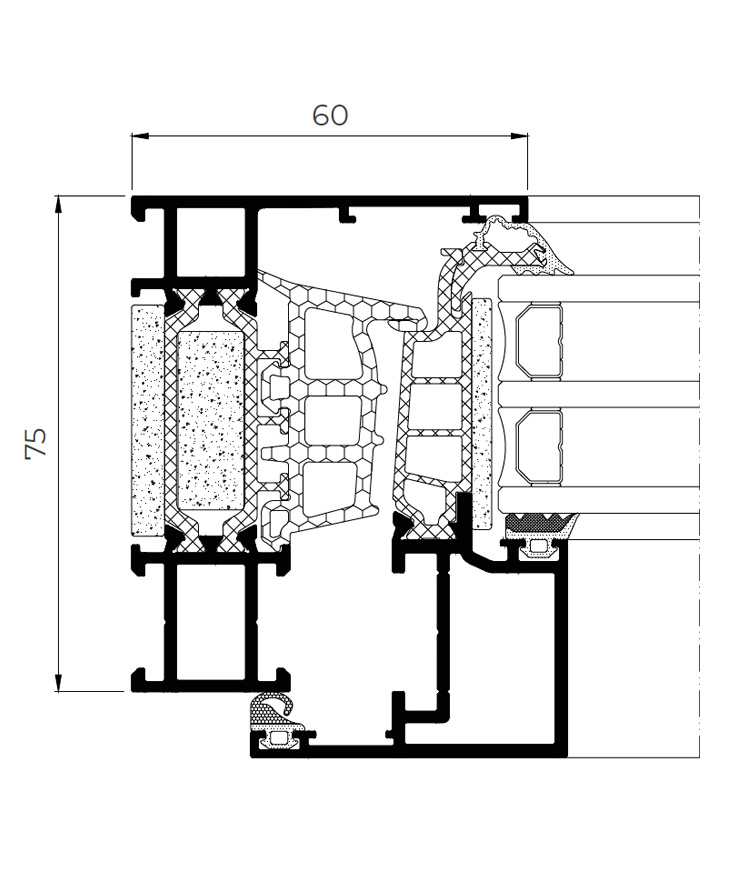 COR 75 Performance sección - ventanas de aluminio y PVC Cortizo
