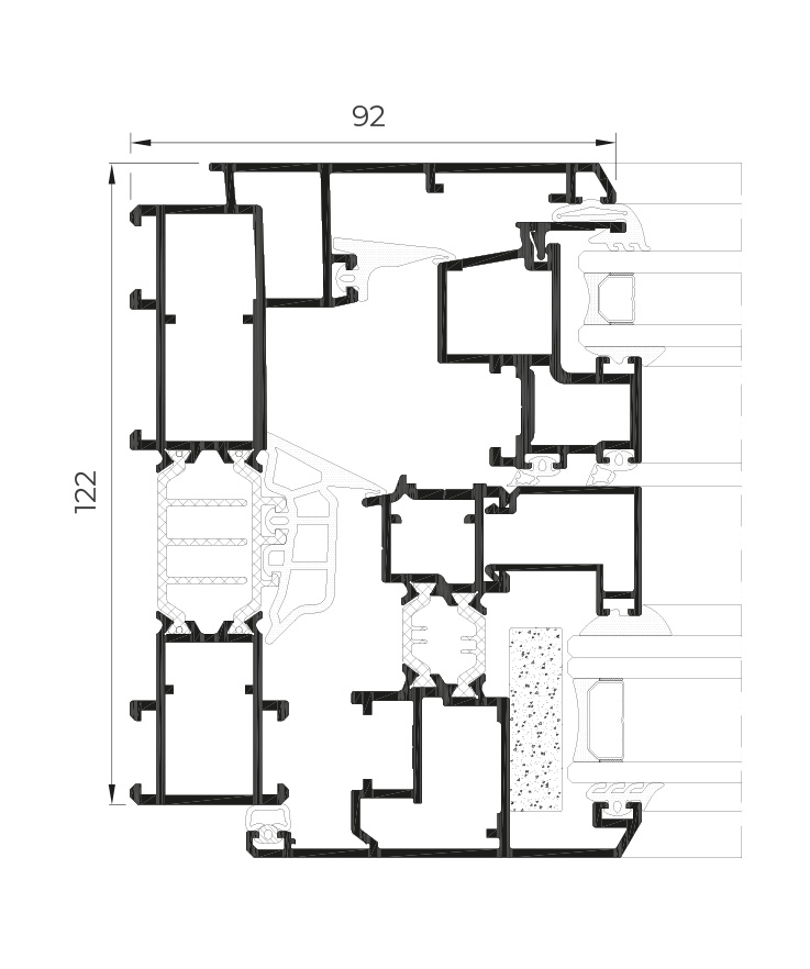 Seccion tecnica COR Urban C16 - ventanas de aluminio y PVC Cortizo